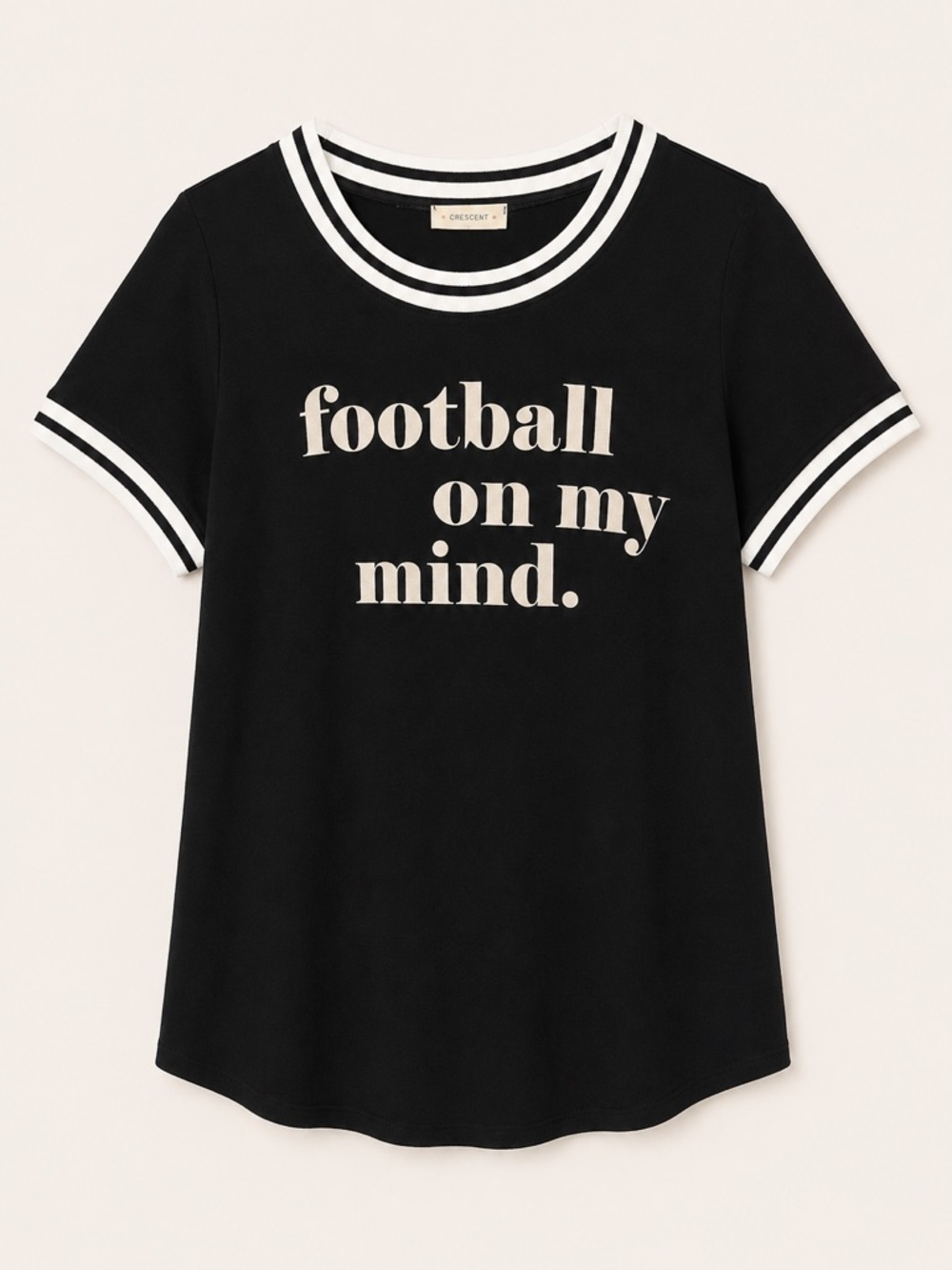 Crescent Black Graphic Football On My Mind Tee (256)
